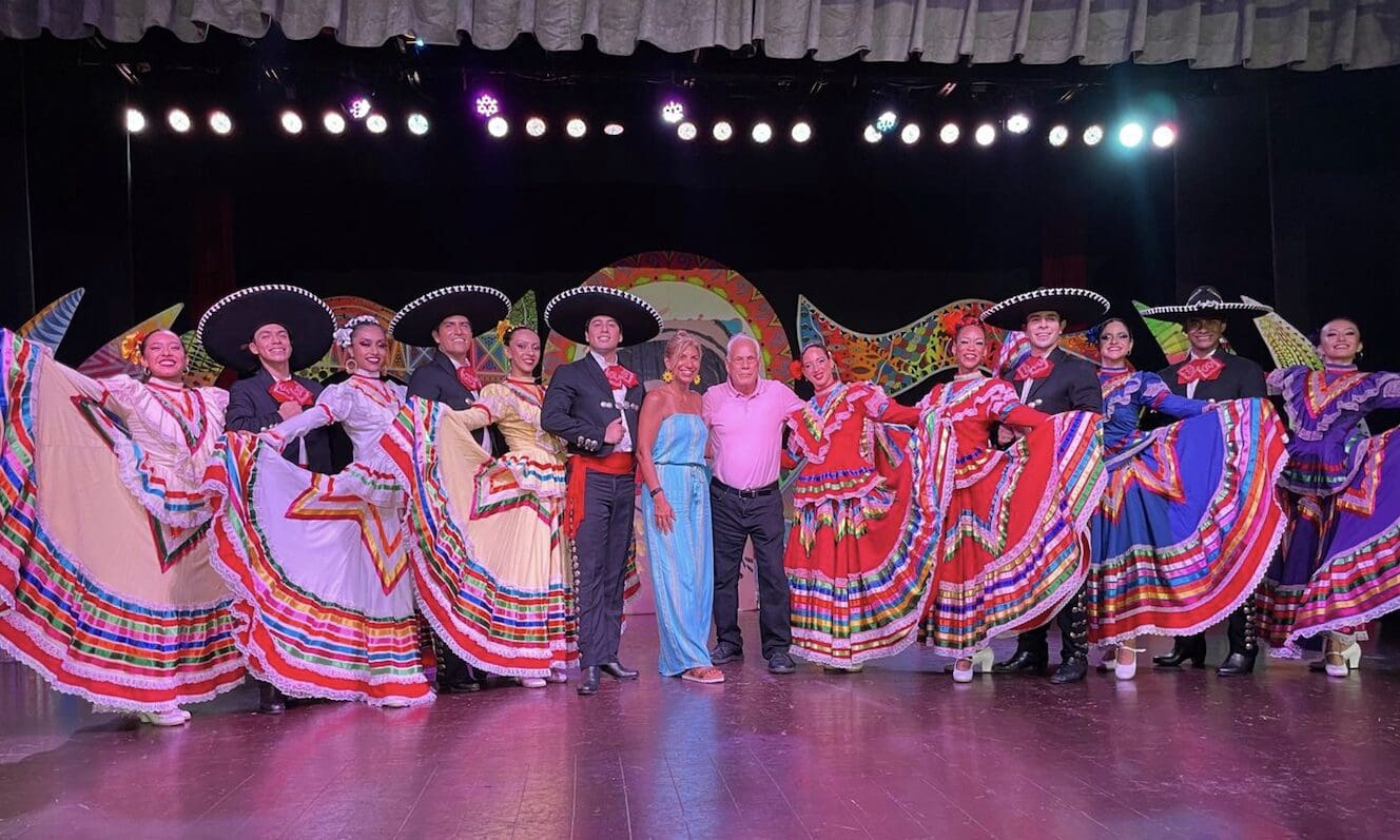 Tina Trevino & father with Mexican dance troupe
