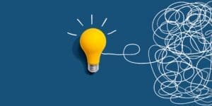 Clarifying complex ideas theme with light bulb