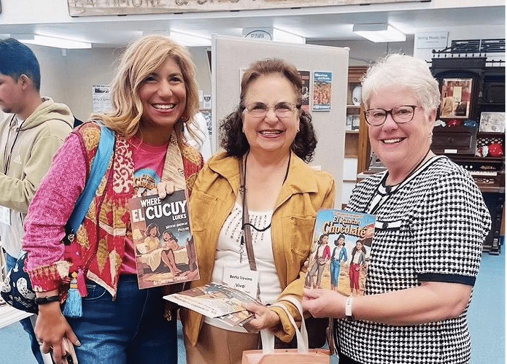 Tina Trevino, mom Beryha and Chris Korn Defiance Library