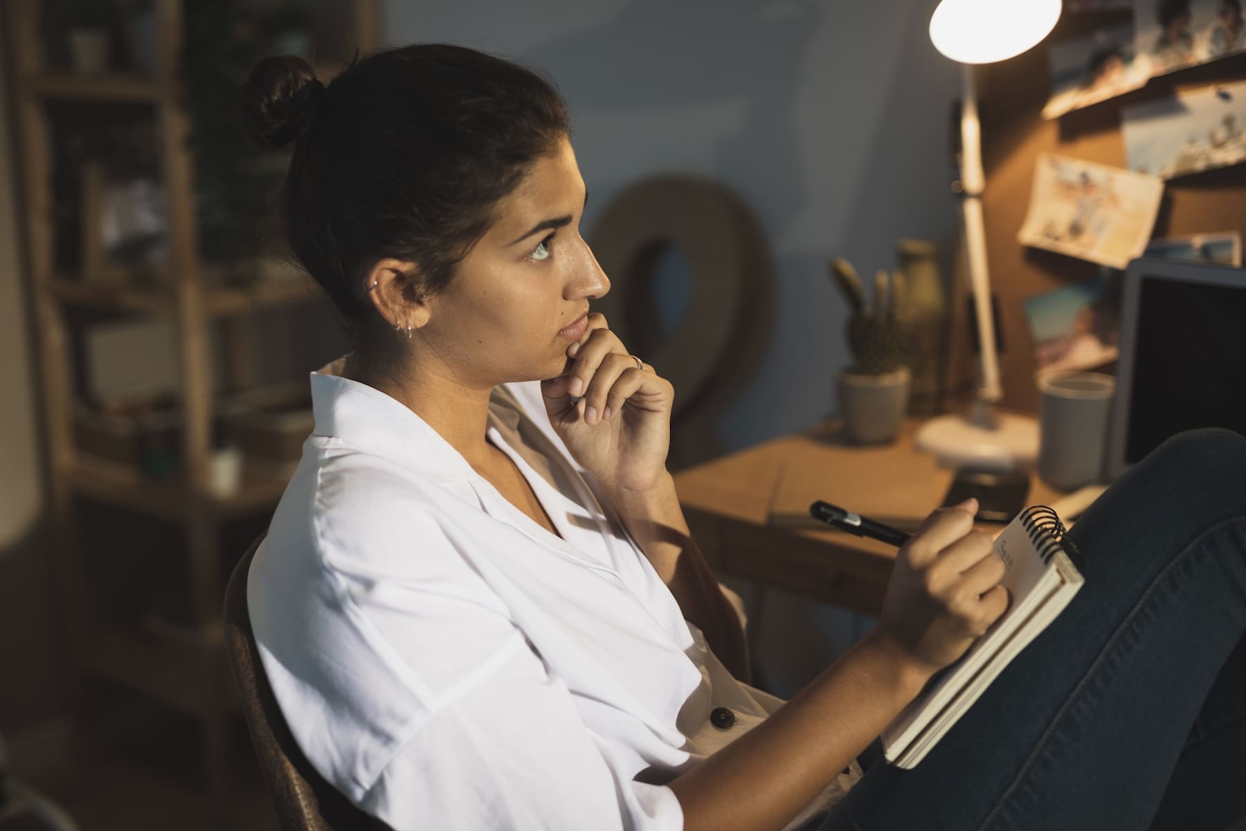 Latina entrepreneur planning