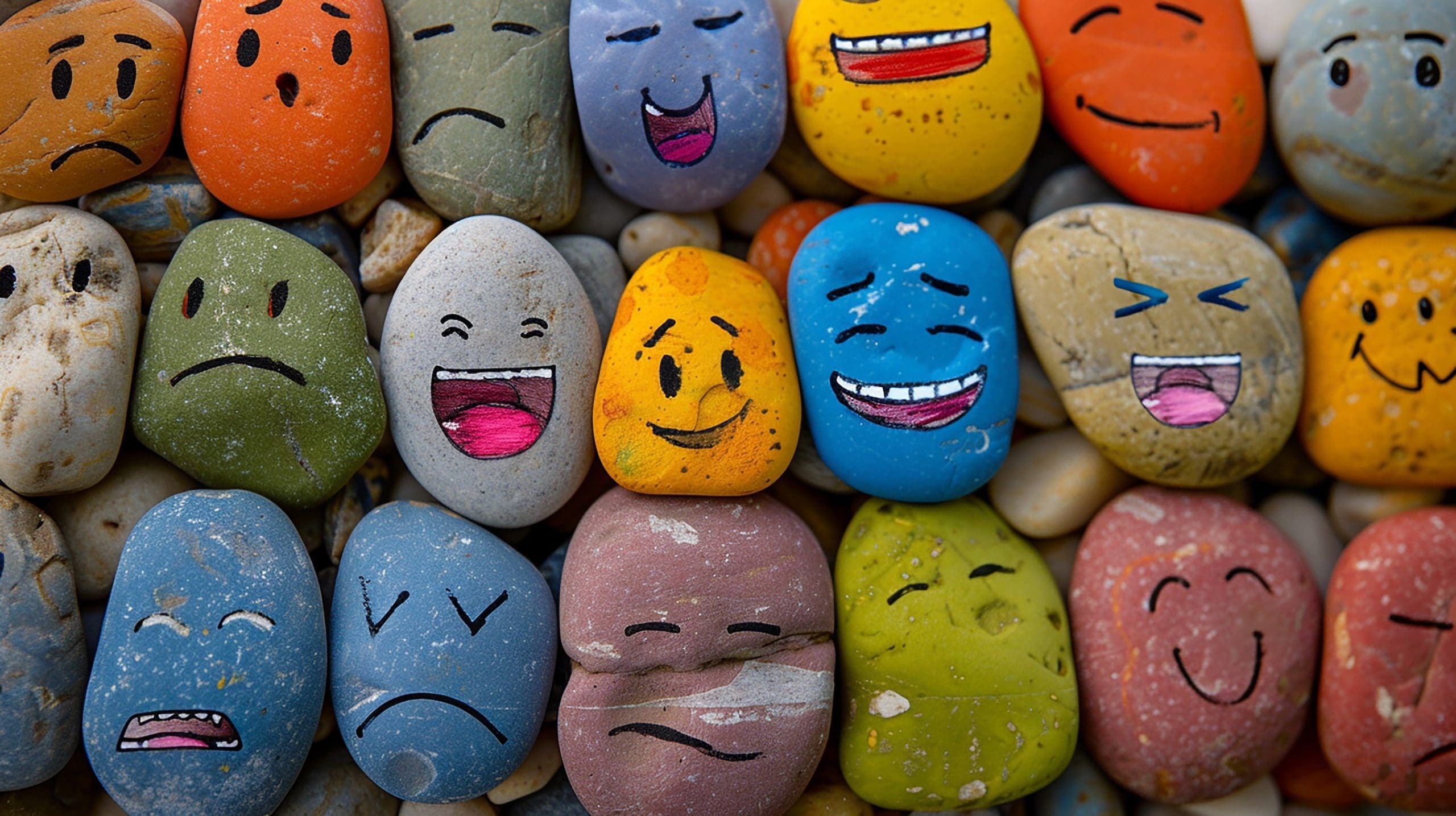 Multicolored rocks with many expressions