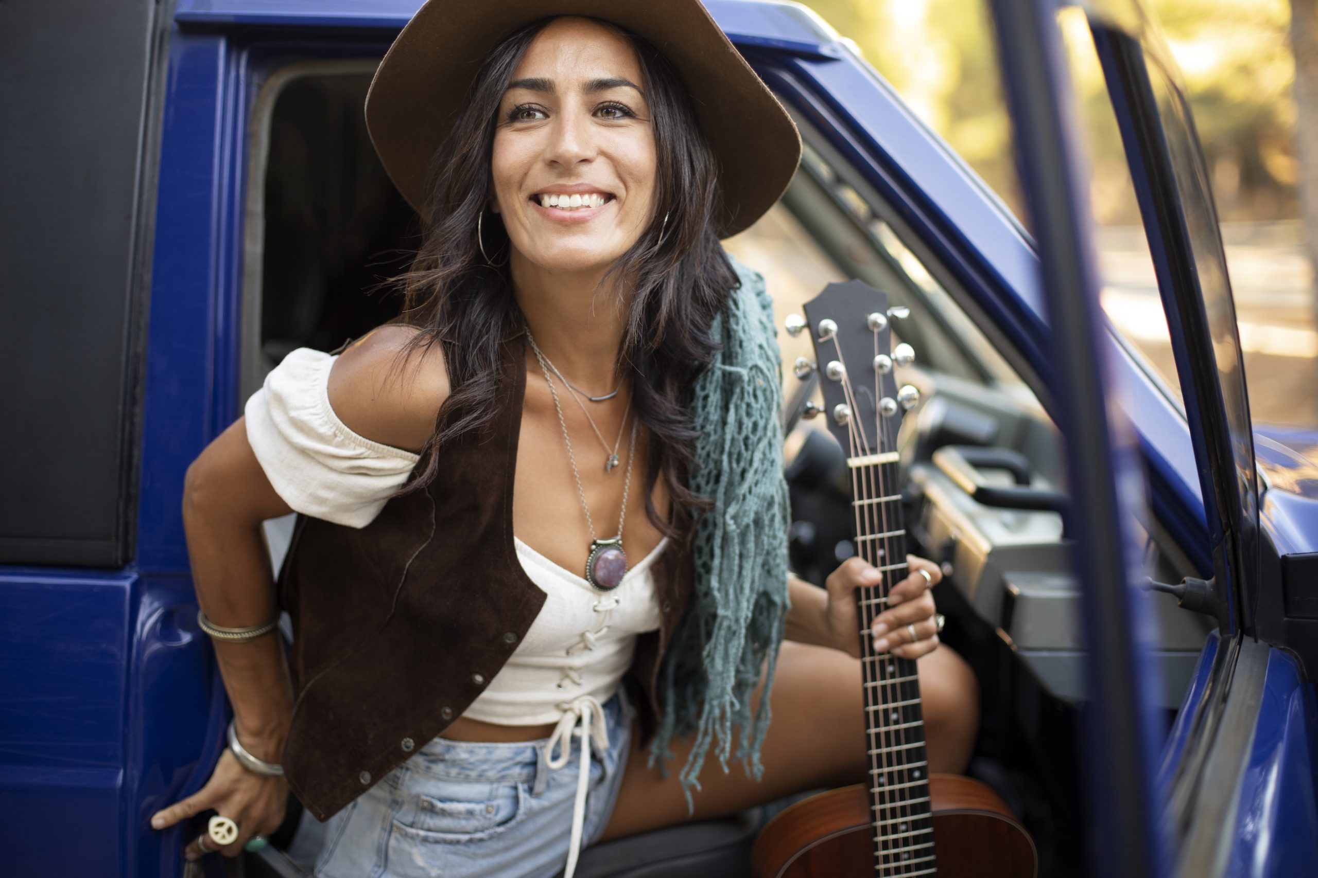 Latina with a guitar