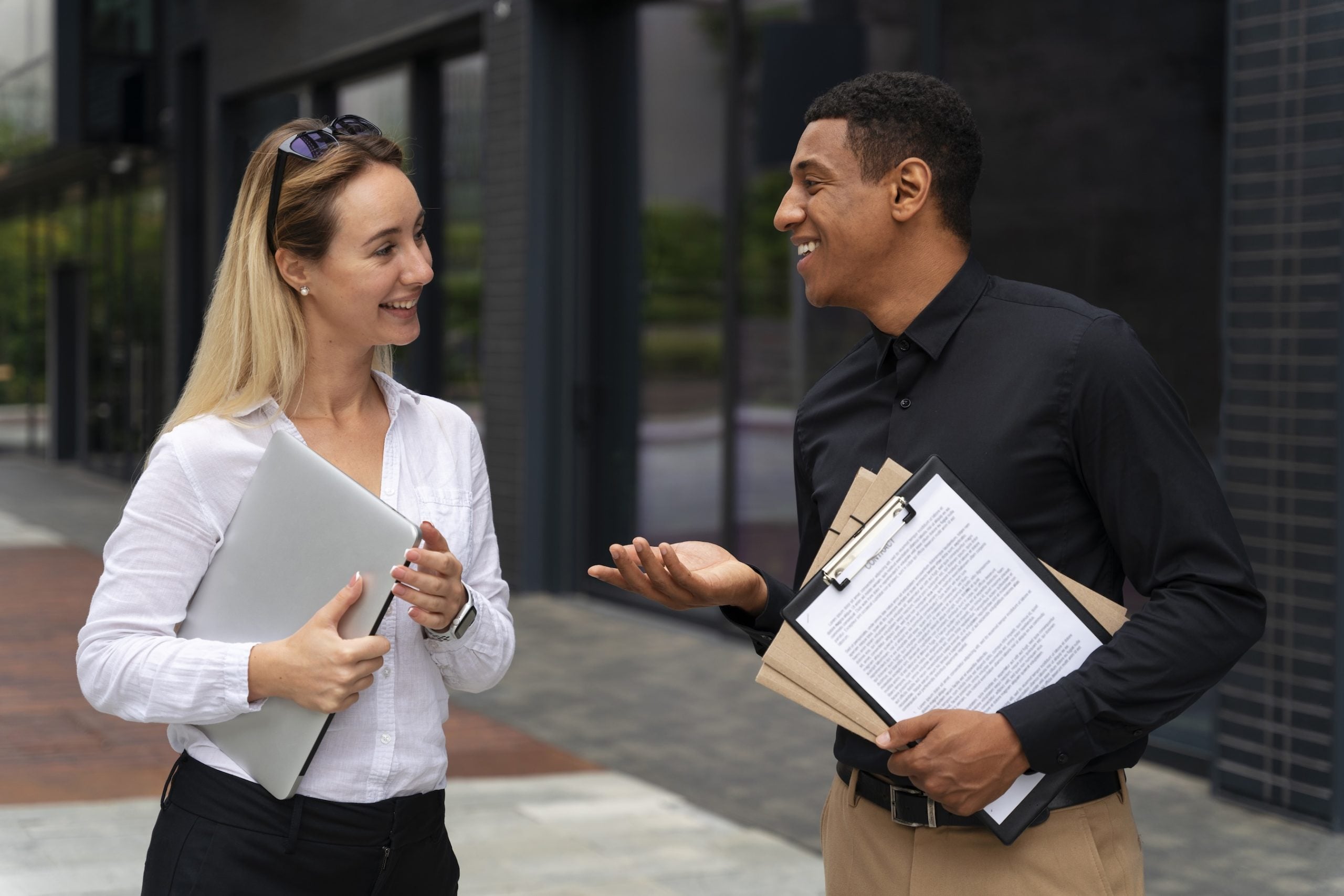 Real estate agent with client