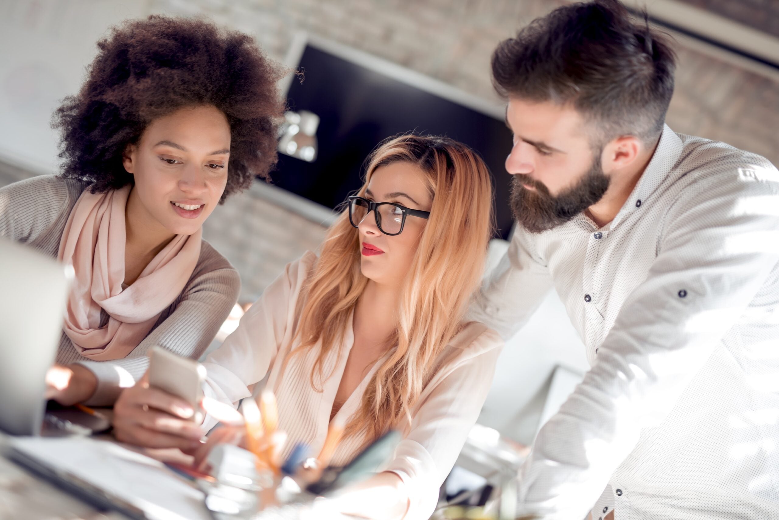 Business partners working on laptop